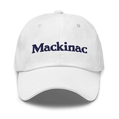 'Mackinac' Dad Hat | White/Navy Embroidery