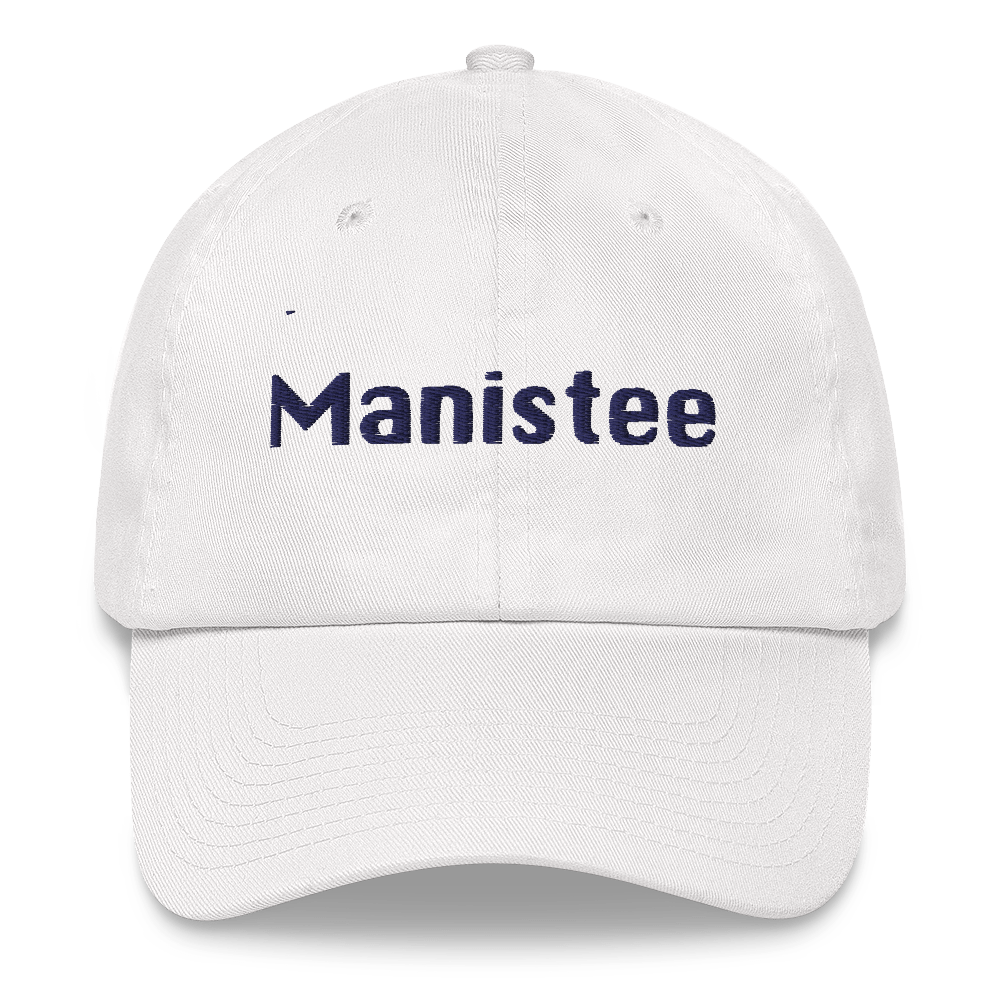 'Manistee' Dad Hat | White/Black Embroidery