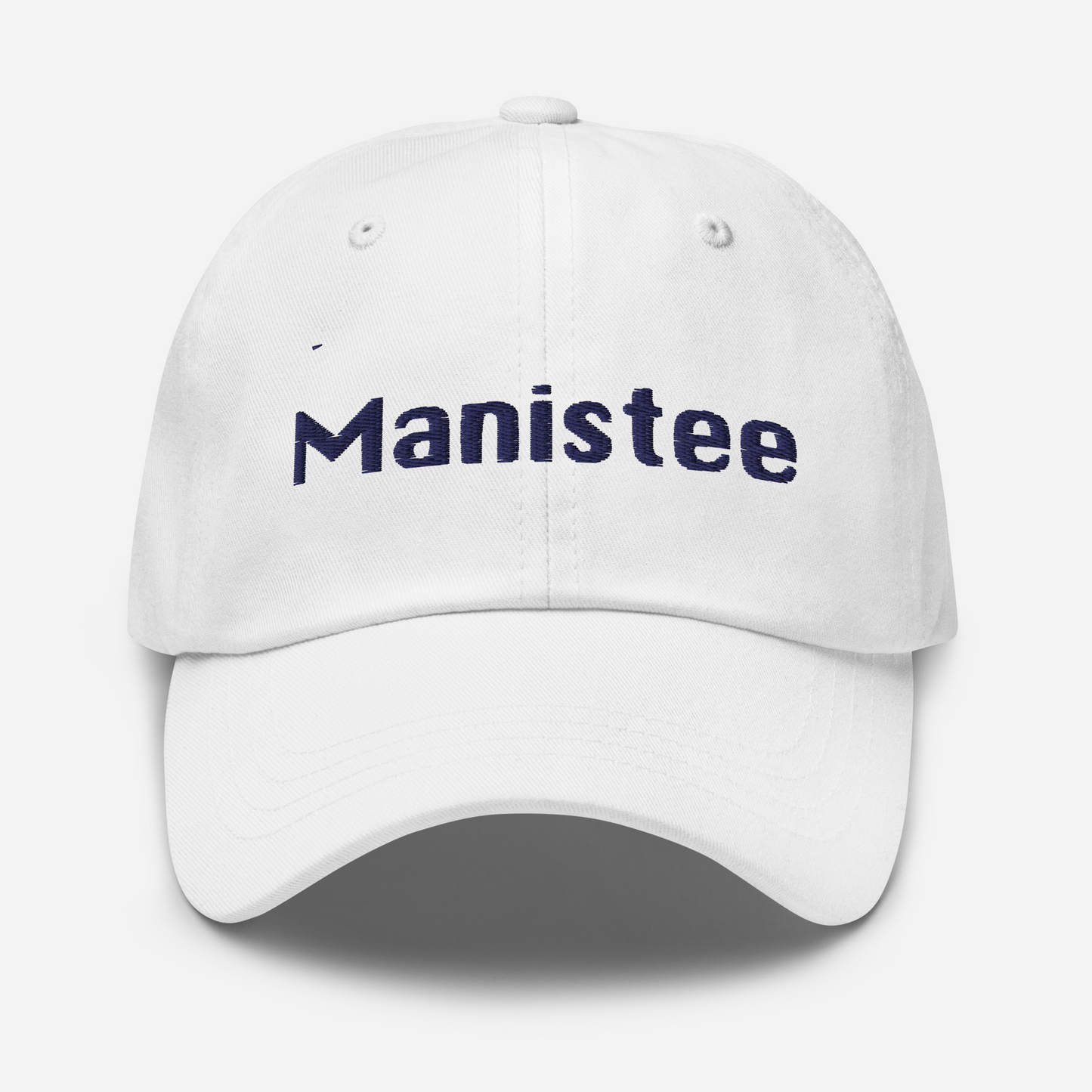 'Manistee' Dad Hat | White/Black Embroidery