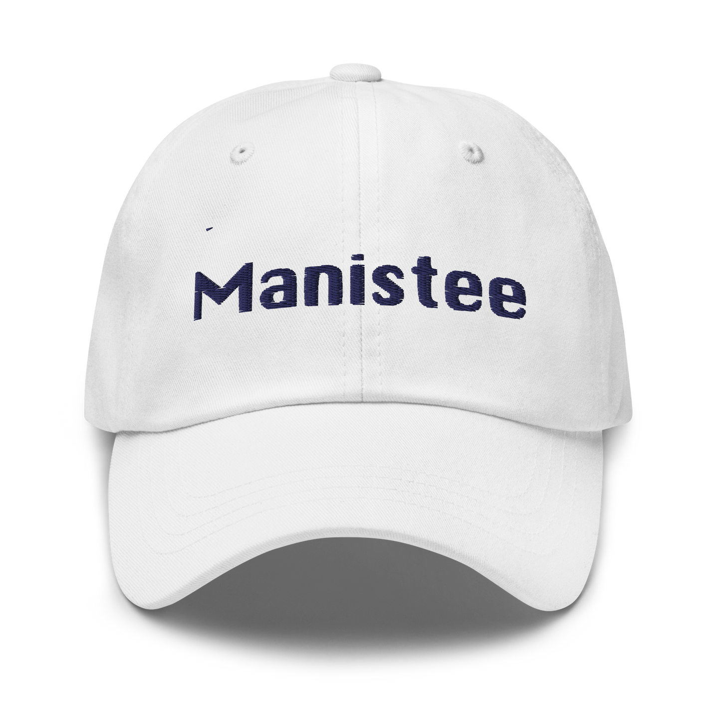 'Manistee' Dad Hat | White/Black Embroidery