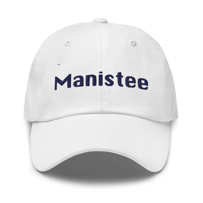 'Manistee' Dad Hat | White/Black Embroidery