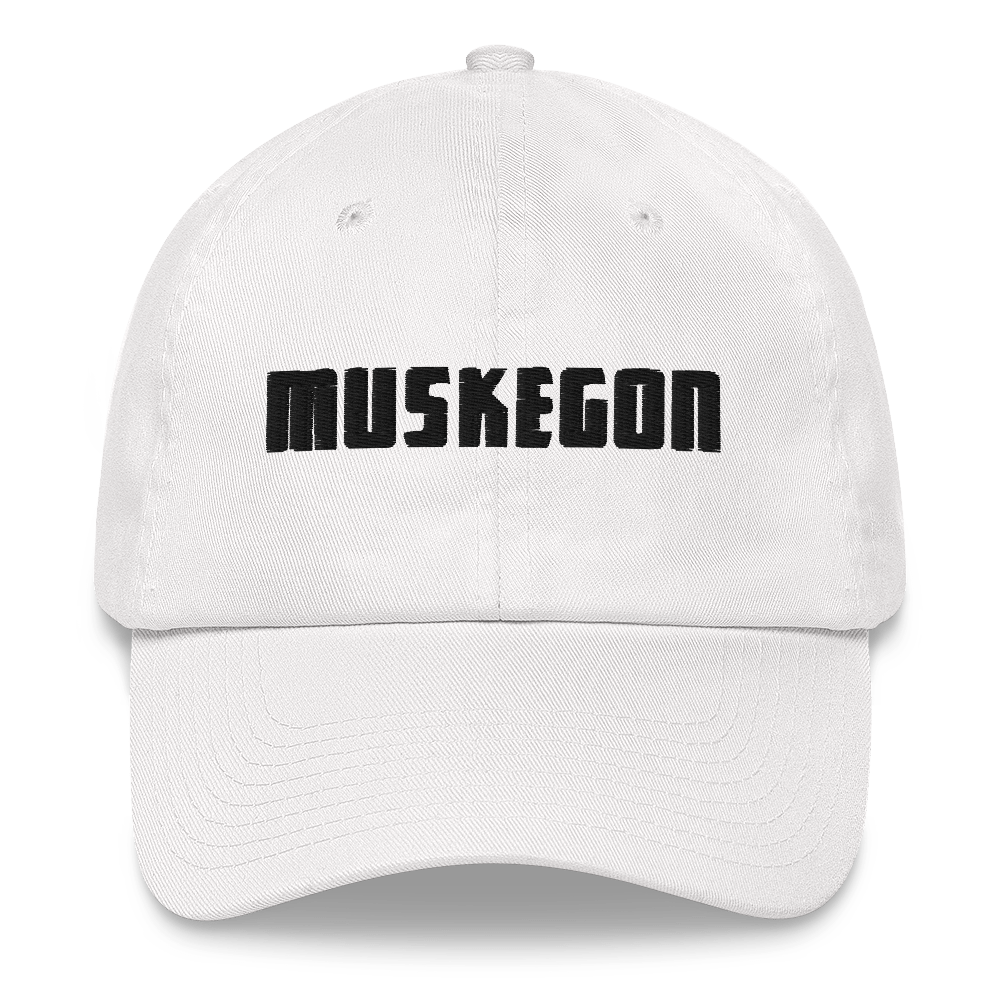 'Muskegon' Dad Hat | White/Black Emboridery