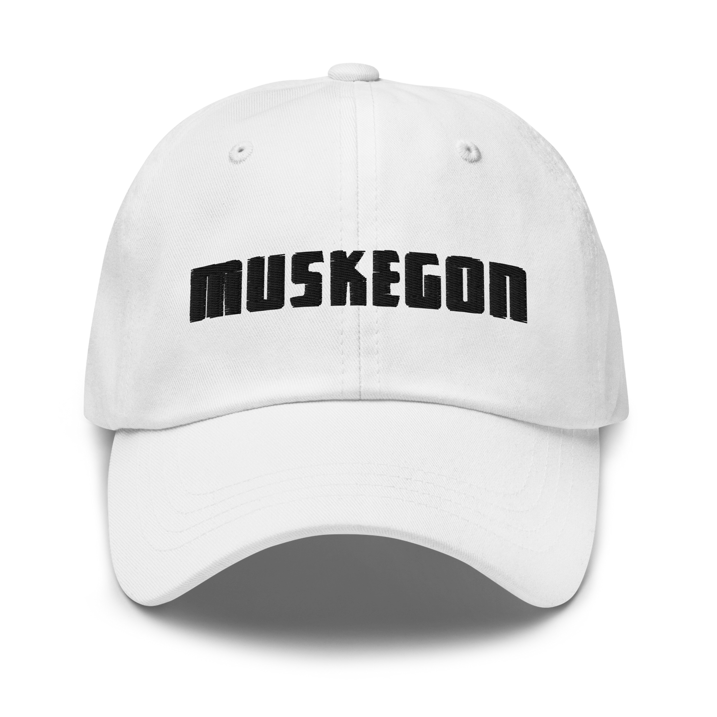 'Muskegon' Dad Hat | White/Black Emboridery