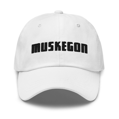 'Muskegon' Dad Hat | White/Black Emboridery