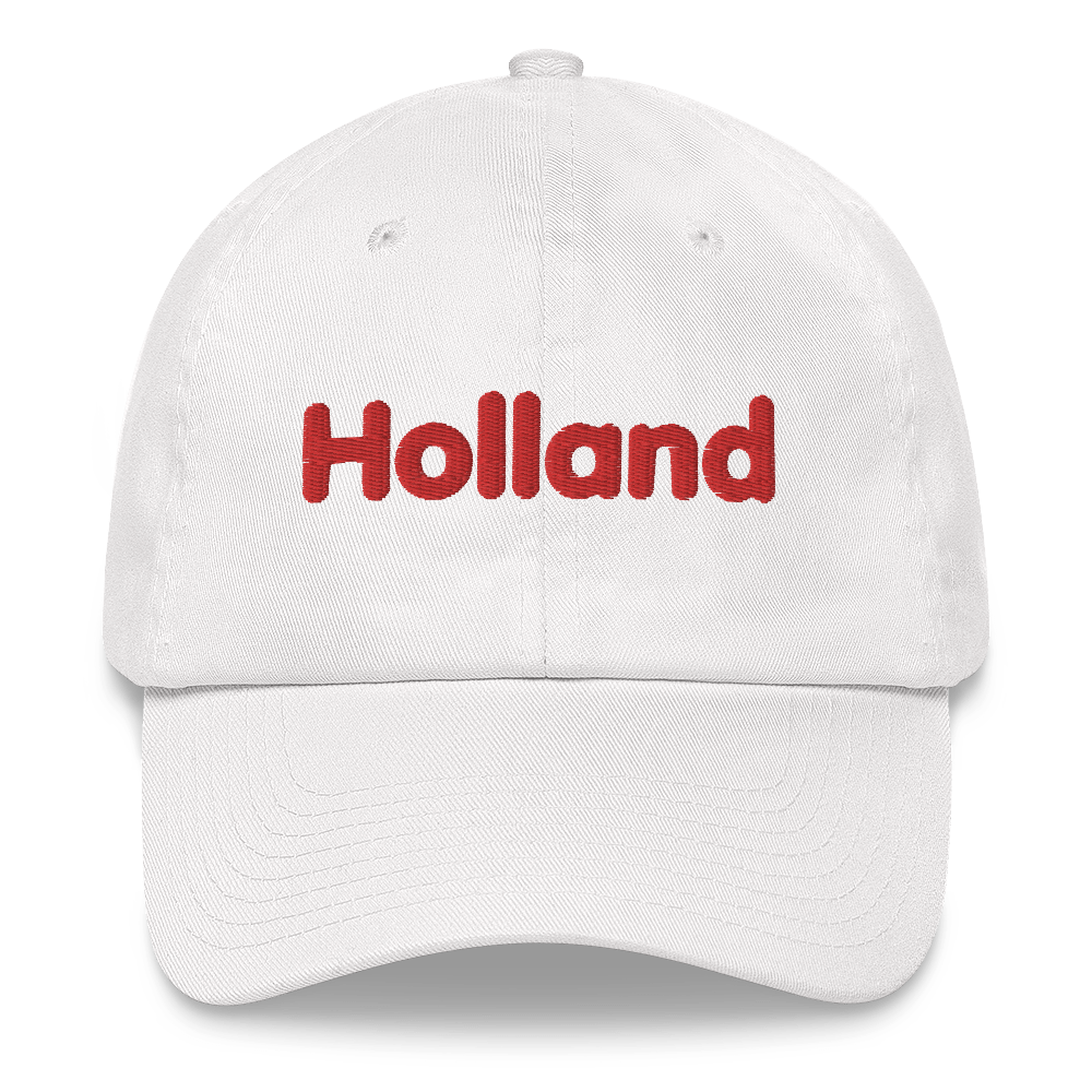 'Holland' Dad Hat | White/Red Embroidery