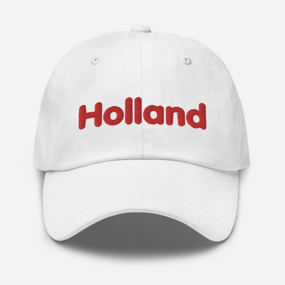 'Holland' Dad Hat | White/Red Embroidery