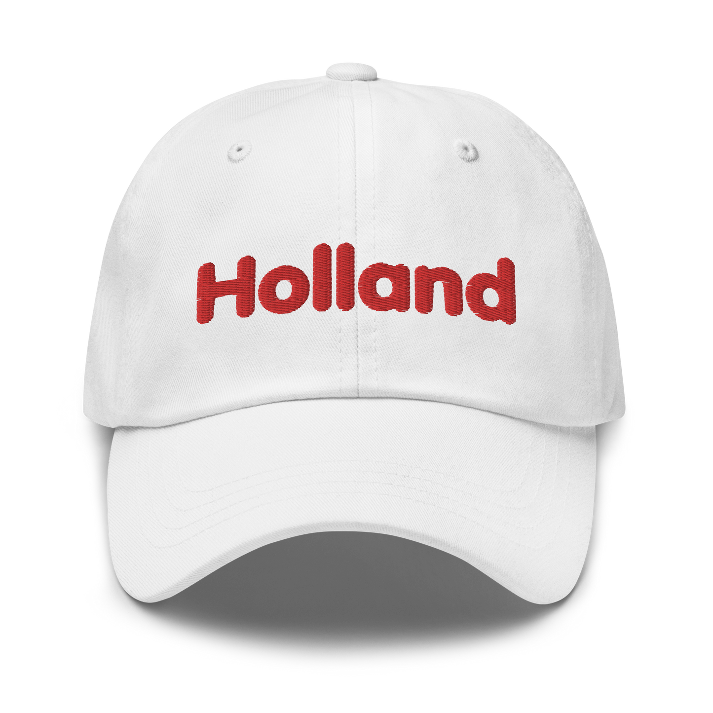 'Holland' Dad Hat | White/Red Embroidery