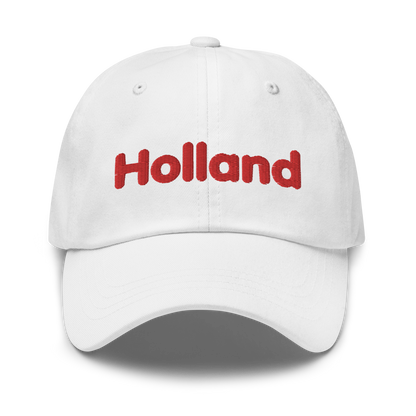 'Holland' Dad Hat | White/Red Embroidery