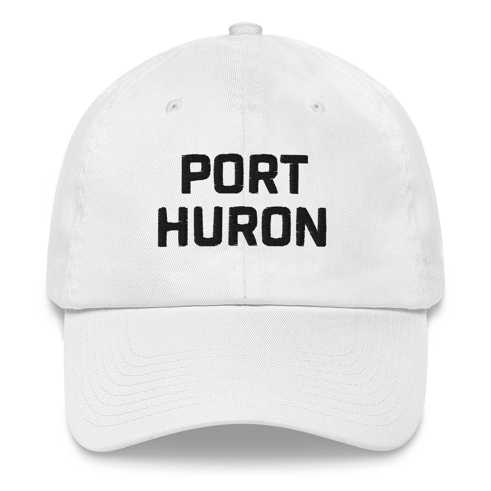 'Port Huron' Dad Hat | White/Black Embroidey