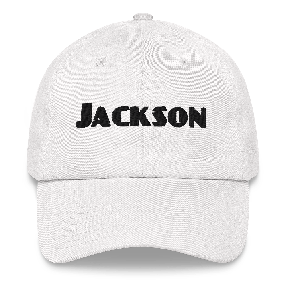 'Jackson' Dad Hat | White/Black Embroidery