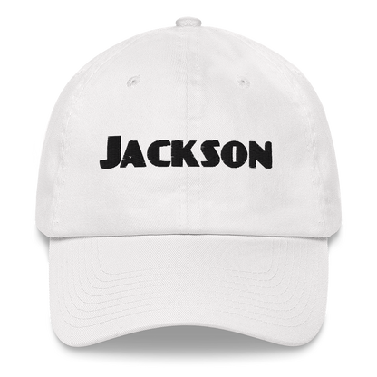 'Jackson' Dad Hat | White/Black Embroidery