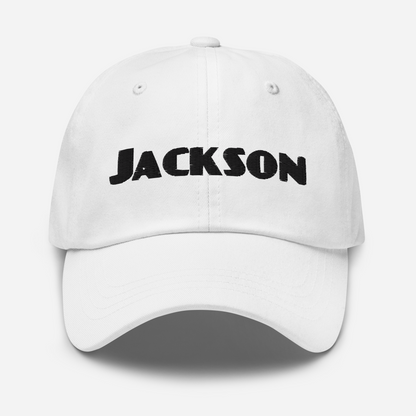 'Jackson' Dad Hat | White/Black Embroidery