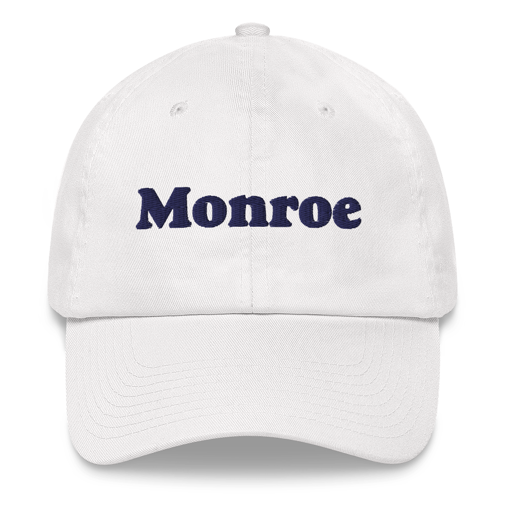 'Monroe' Dad Hat | White/Black Embroidery