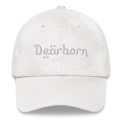 'Dearborn' Dad Hat | White/Black Embroidery