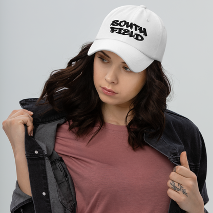 'Southfield' Dad Hat | White/Black Embroidery