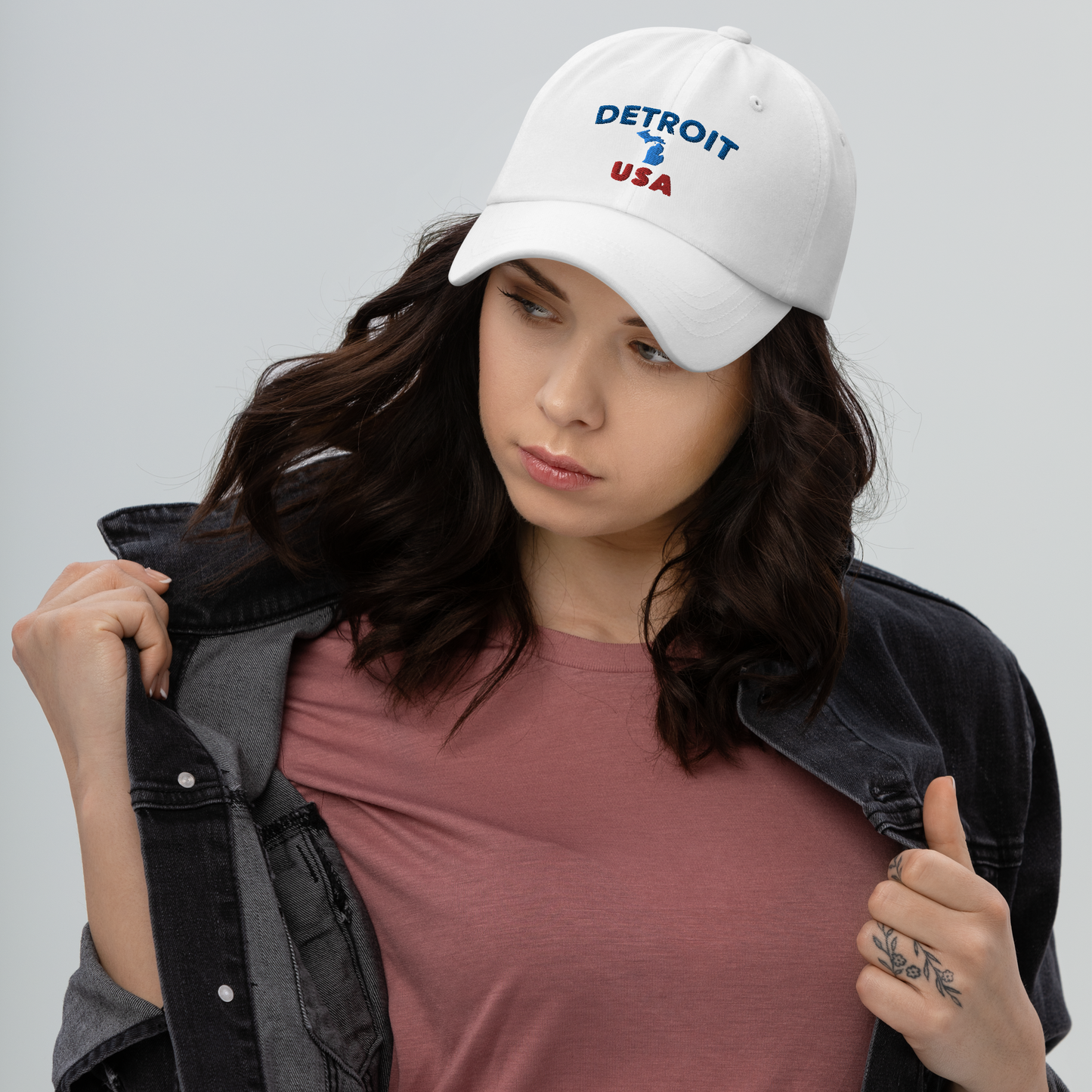 'Detroit USA' Dad Hat (w/ Michigan Outline)