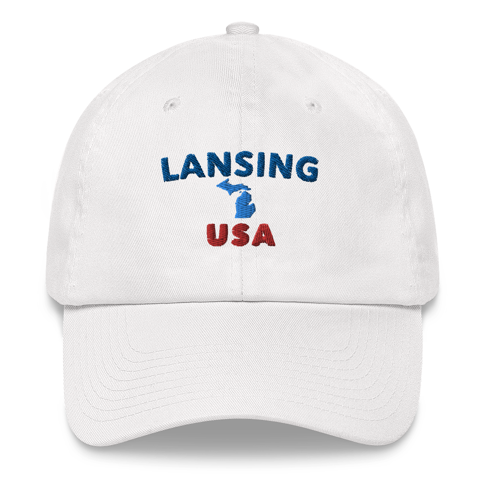 'Lansing USA' Dad Hat (w/ Michigan Outline)