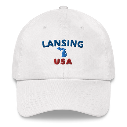 'Lansing USA' Dad Hat (w/ Michigan Outline)