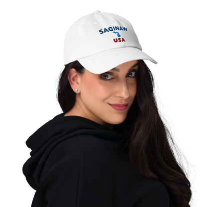 'Saginaw USA' Dad Hat (w/ Michigan Outline)