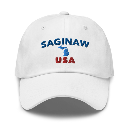 'Saginaw USA' Dad Hat (w/ Michigan Outline)