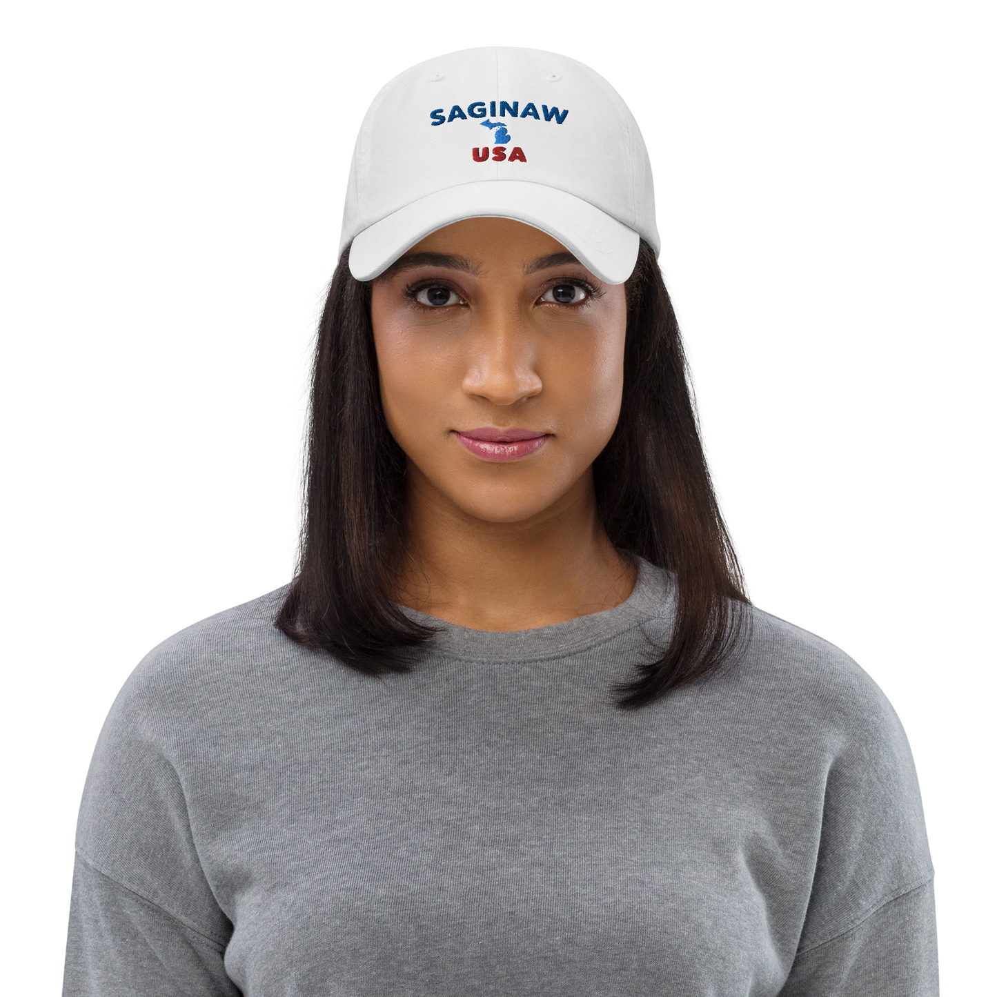 'Saginaw USA' Dad Hat (w/ Michigan Outline)