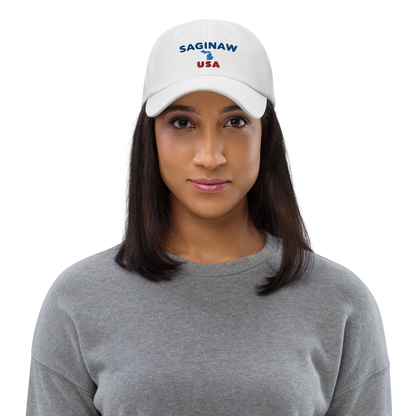 'Saginaw USA' Dad Hat (w/ Michigan Outline)