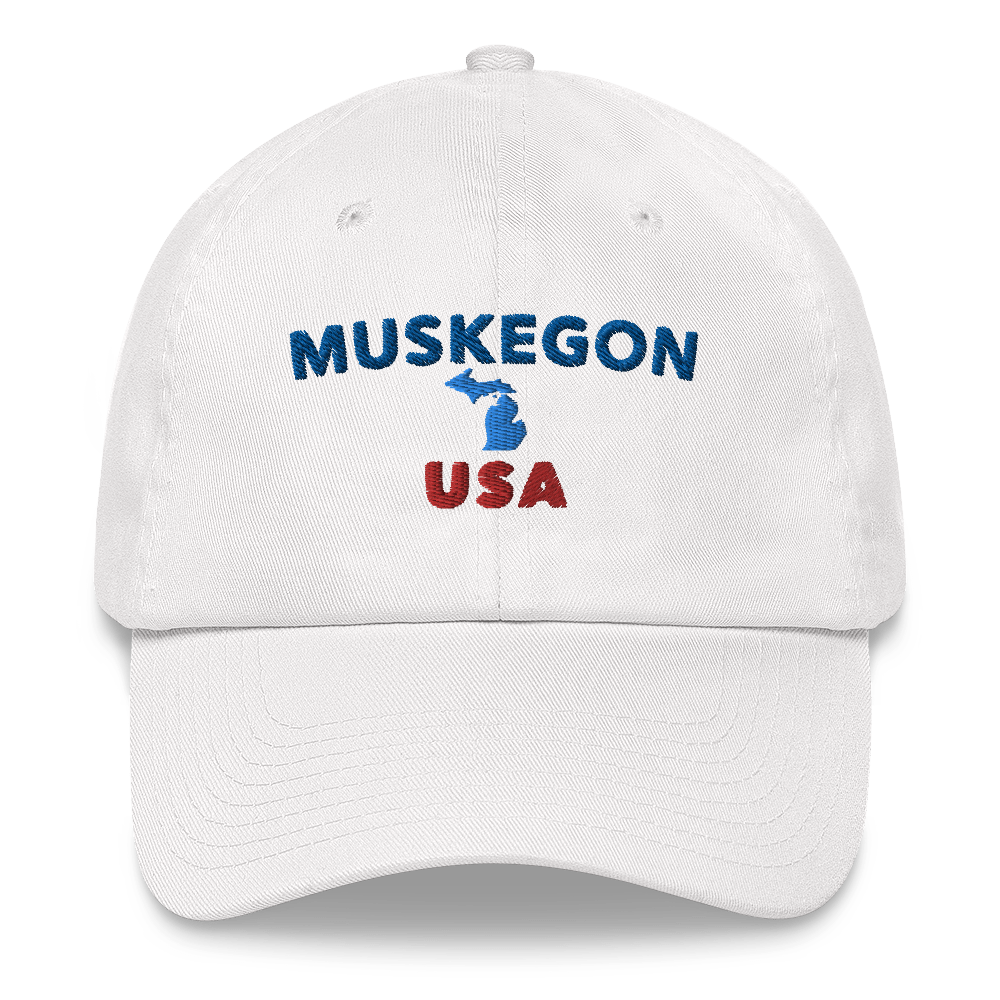 'Muskegon USA' Dad Hat (w/ Michigan Outline)