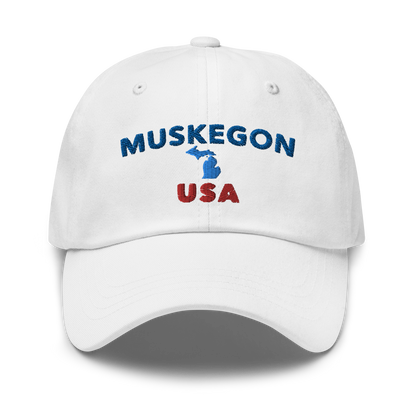 'Muskegon USA' Dad Hat (w/ Michigan Outline)