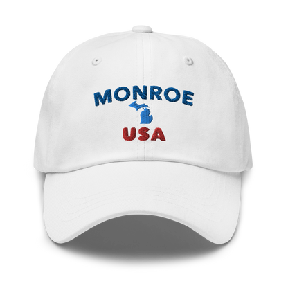 'Monroe USA' Dad Hat (w/ Michigan Outline)