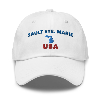 'Sault Ste. Marie USA' Dad Hat (w/ Michigan Outline)