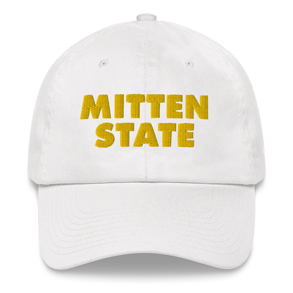 Michigan 'Mitten State' Dad Hat (Geometric Sans Font) | Gold Embroidery