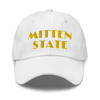 Michigan 'Mitten State' Dad Hat (Art Deco Font) | Gold Embroidery