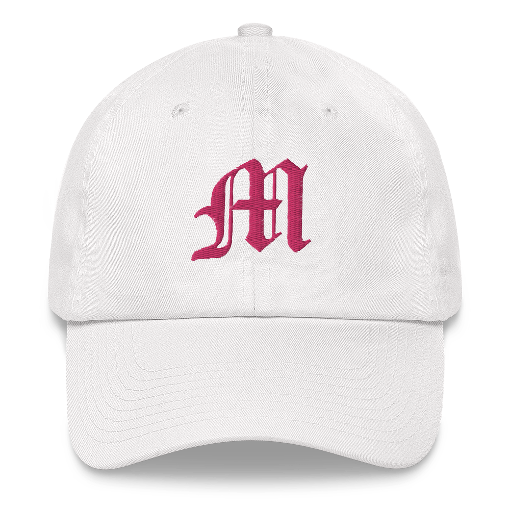 Old English 'M' Dad Hat (w/ 'Michigan' Back Design) | Pink Embroidery