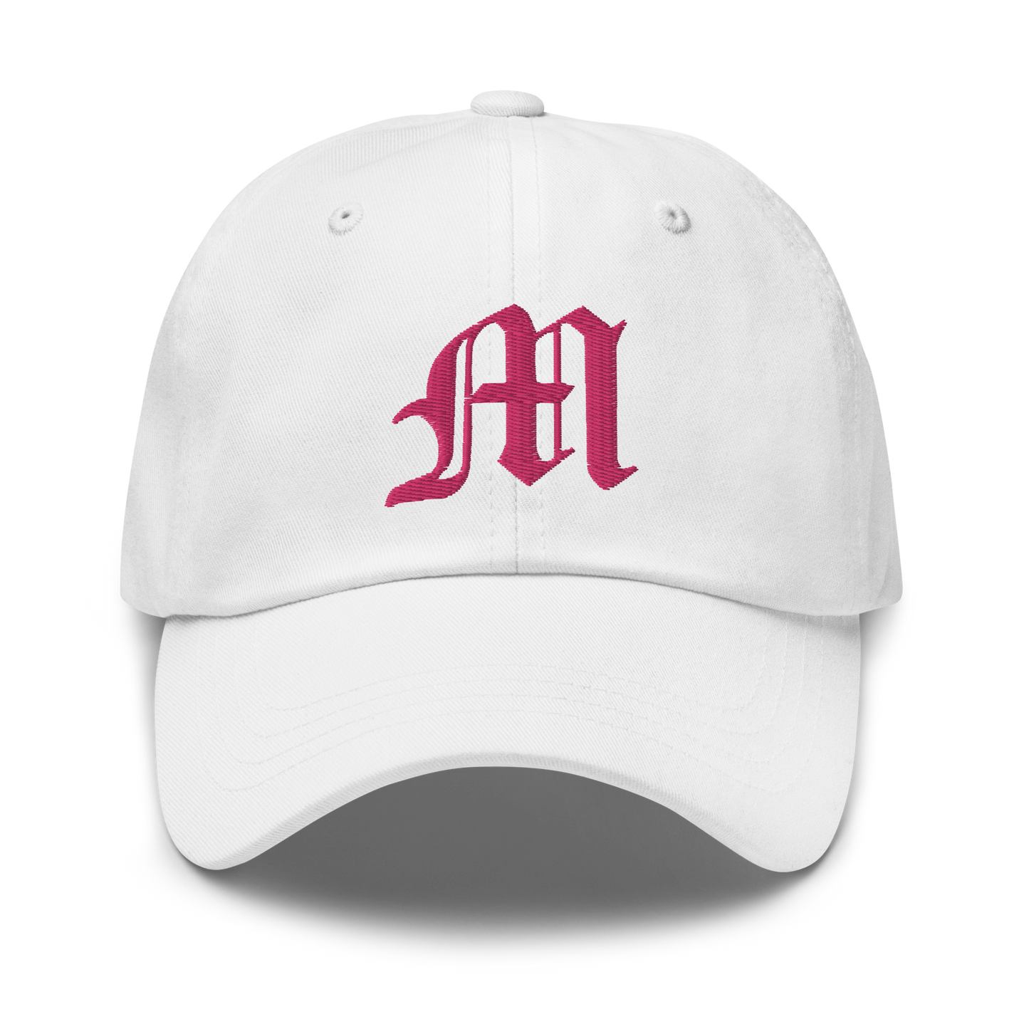 Old English 'M' Dad Hat (w/ 'Michigan' Back Design) | Pink Embroidery