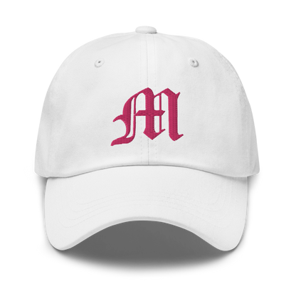 Old English 'M' Dad Hat (w/ 'Michigan' Back Design) | Pink Embroidery