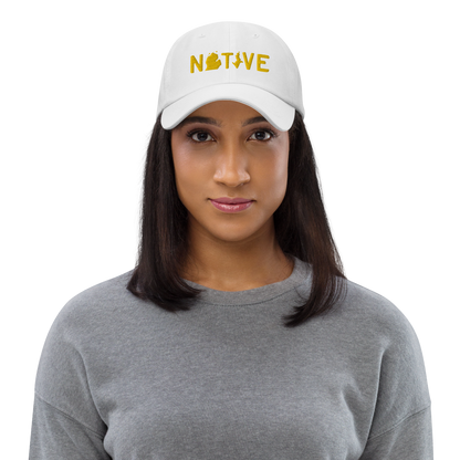 Michigan 'Native' Dad Hat (Licence Plate Font) | Gold Embroidery