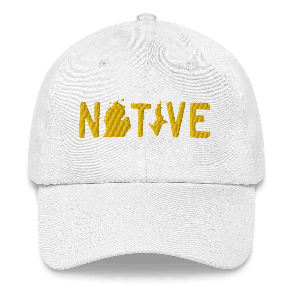 Michigan 'Native' Dad Hat (Licence Plate Font) | Gold Embroidery