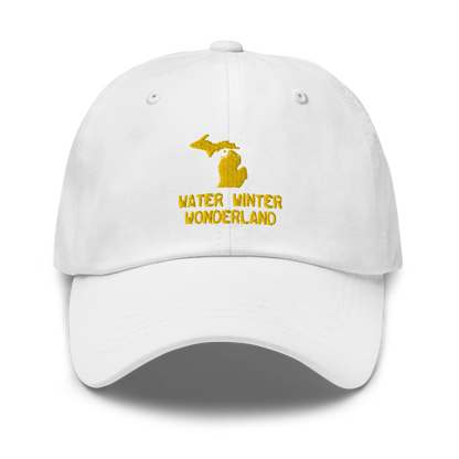 'Water Winter Wonderland' Dad Hat (w/ Michigan Outline) | Gold Embroidery