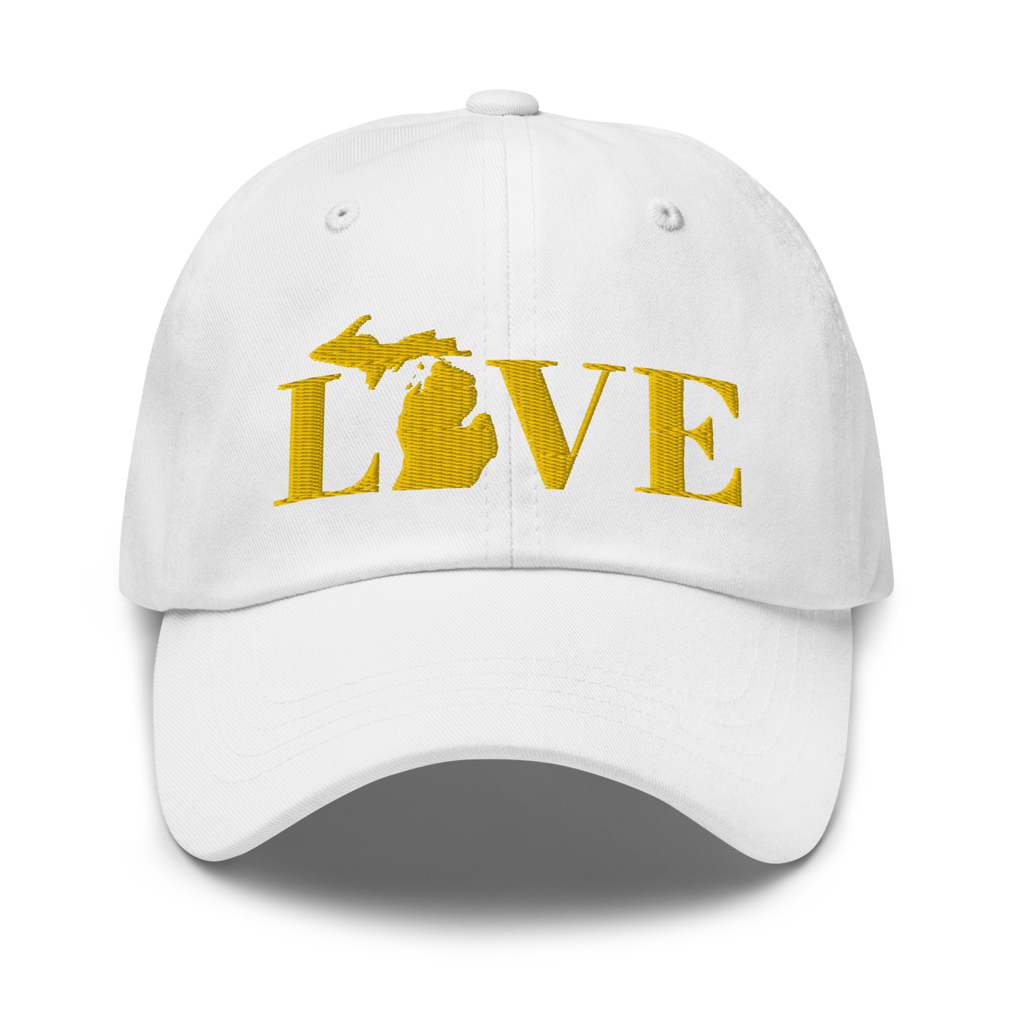 Michigan 'Love' Dad Hat (Didone Font) | Gold Embroidery