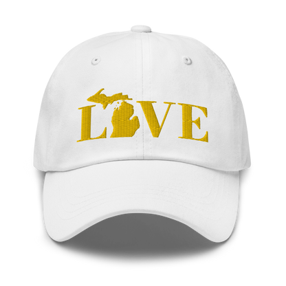 Michigan 'Love' Dad Hat (Didone Font) | Gold Embroidery