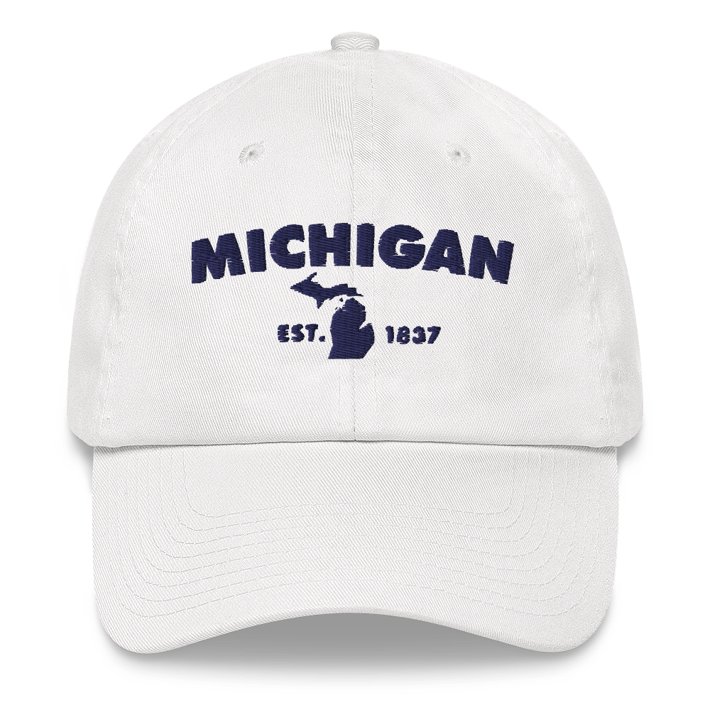 'Michigan EST 1837' Dad Hat (Geometric Sans Font)