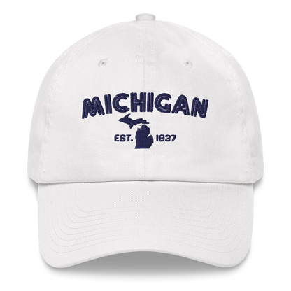 'Michigan EST 1837' Dad Hat (Metalpress Font)