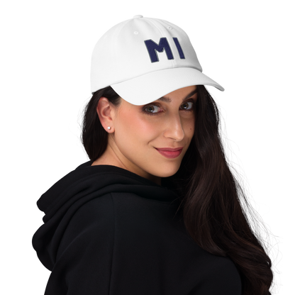 Michigan 'MI' Dad Hat (1940s Baseball Font)