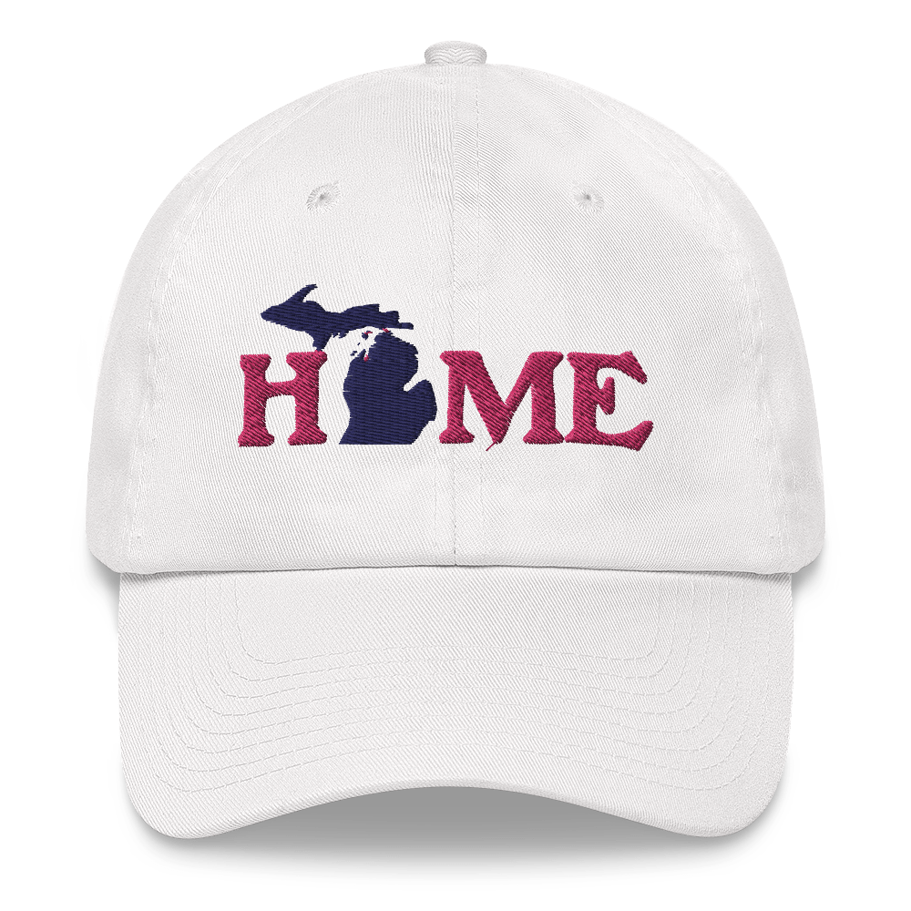 Michigan 'Home' Dad Hat (Woodcut Font) | Pink Embroidery