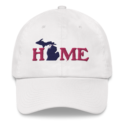 Michigan 'Home' Dad Hat (Woodcut Font) | Pink Embroidery