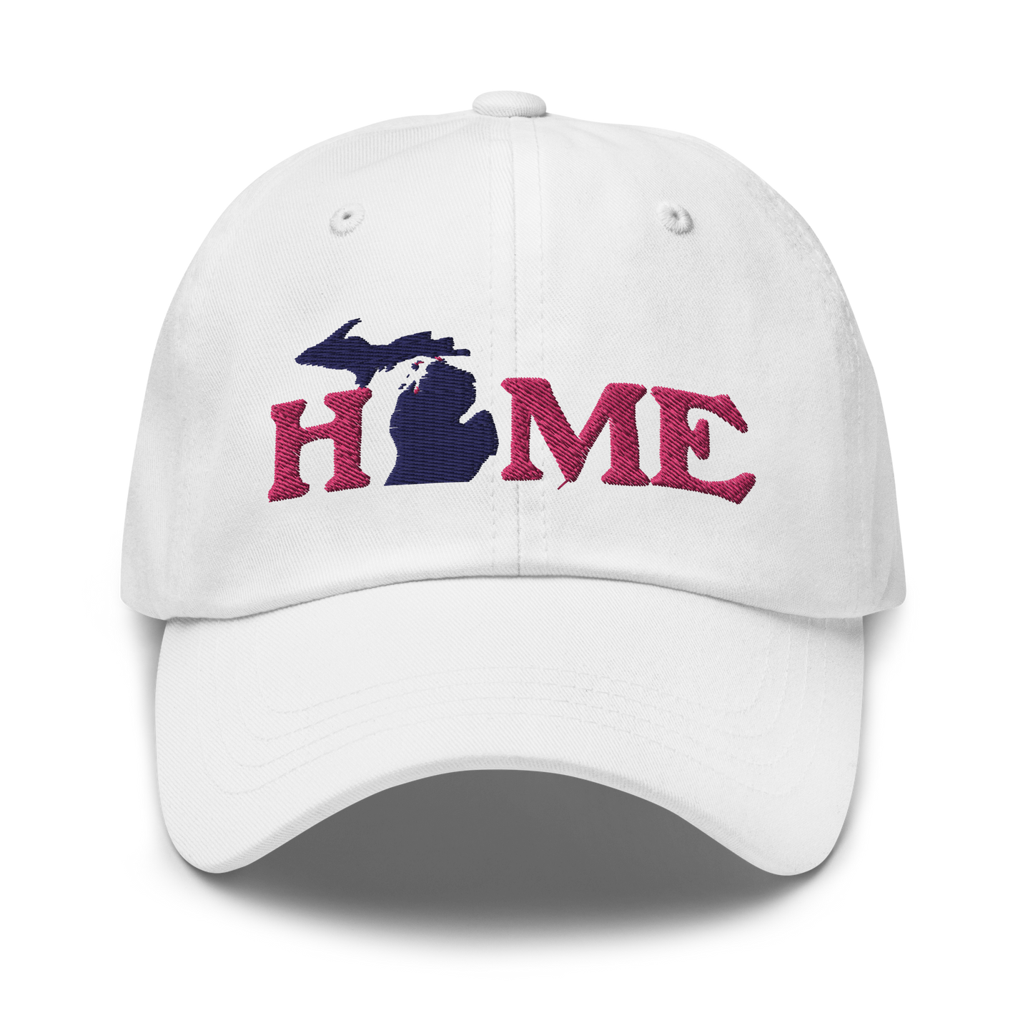 Michigan 'Home' Dad Hat (Woodcut Font) | Pink Embroidery