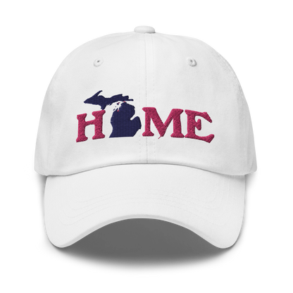 Michigan 'Home' Dad Hat (Woodcut Font) | Pink Embroidery