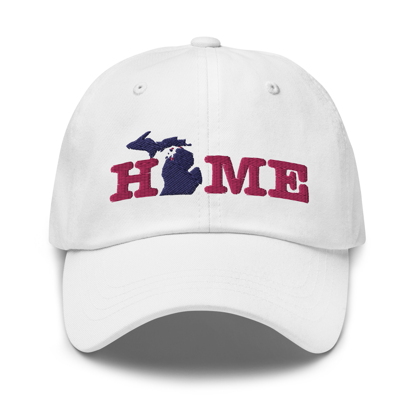 Michigan 'Home' Dad Hat (Typewriter Font) | Pink Embroidery