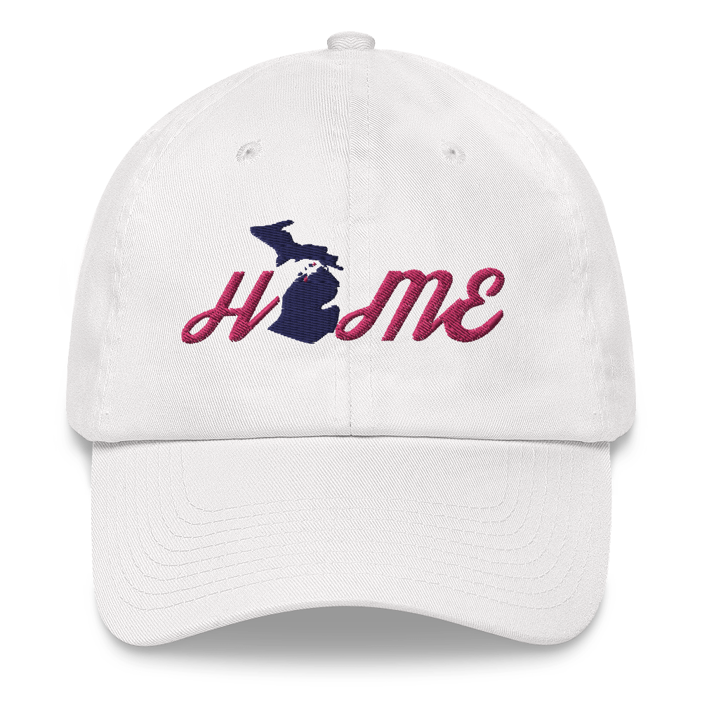 Michigan 'Home' Dad Hat (Script Font) | Pink Embroidery