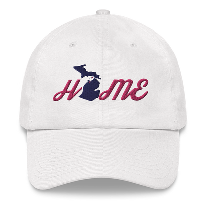 Michigan 'Home' Dad Hat (Script Font) | Pink Embroidery